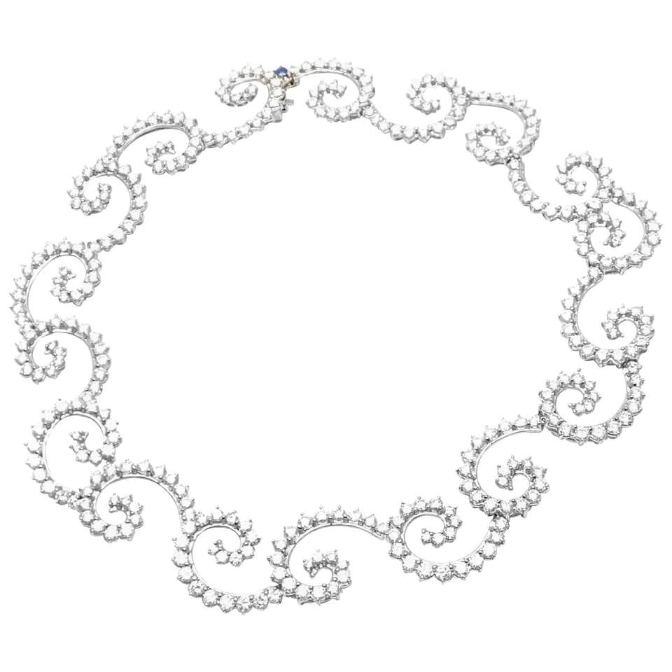 Angela Cummings: Platin-Halskette mit 34 Karat Diamantwirbeln im Angebot