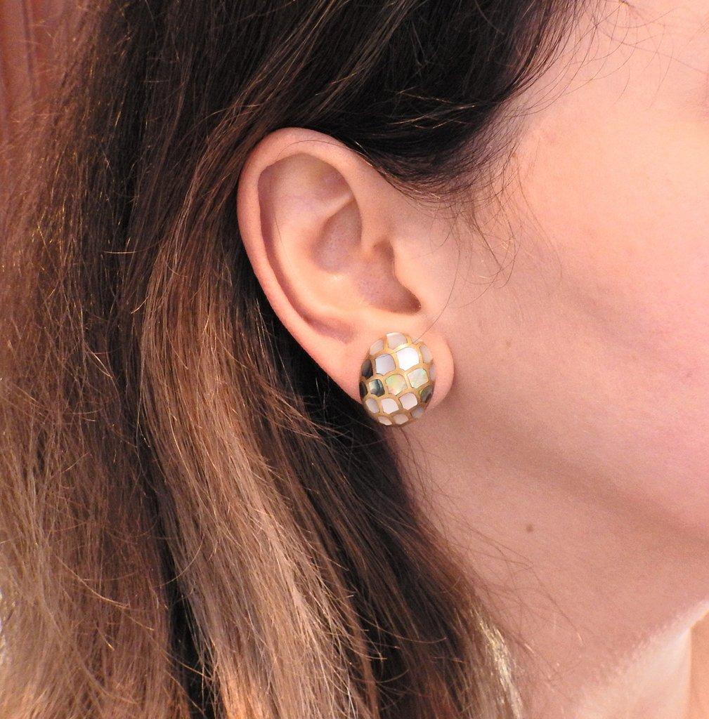 Angela Cummings Abalone Gold Earrings For Sale 1