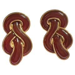 Angela Cummings Agate 18k Gold Clip On Earrings