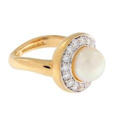 Angela Cummings Akoya Pearl Diamond Yellow Gold Ring