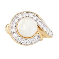 Angela Cummings Akoya Pearl Diamond Yellow Gold Ring