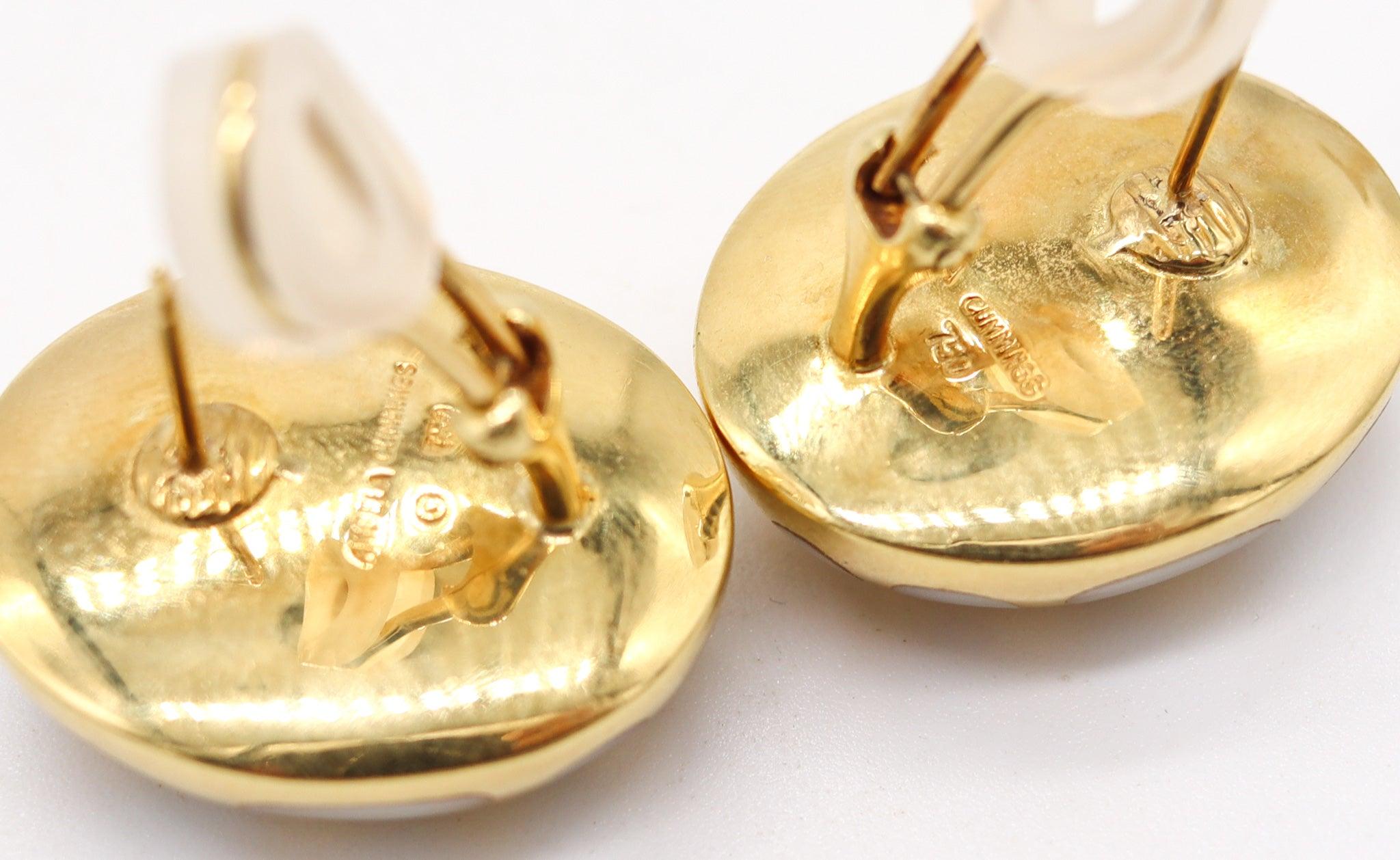 Donna ANGELA CUMMINGS Orecchini Allure Clips in oro 18Kt con intarsi di madreperla bianca in vendita