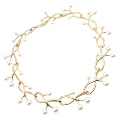 Angela Cummings And Assael Thorn Sprig Yellow Gold Pearl Necklace