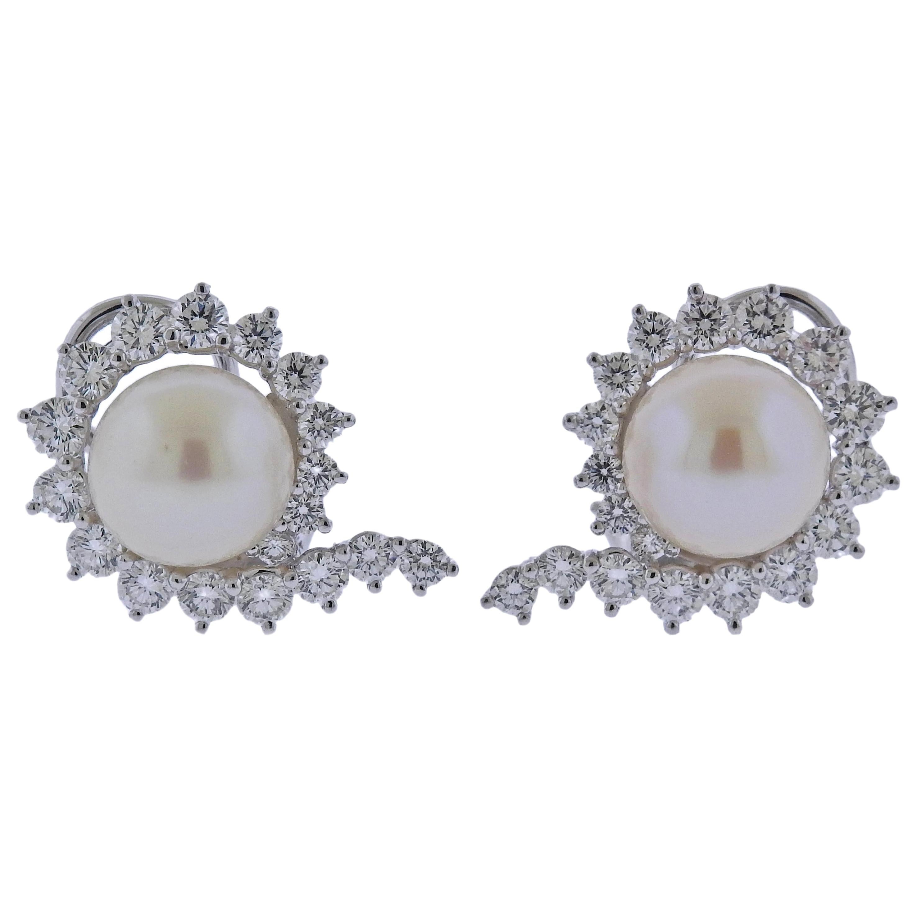 Angela Cummings Assael South Sea Pearl Diamond Platinum Gold Earrings For Sale