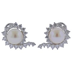 Angela Cummings Assael South Sea Pearl Diamond Platinum Gold Earrings