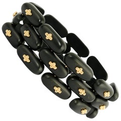 Angela Cummings Bracciale e orecchini in oro e giada nera