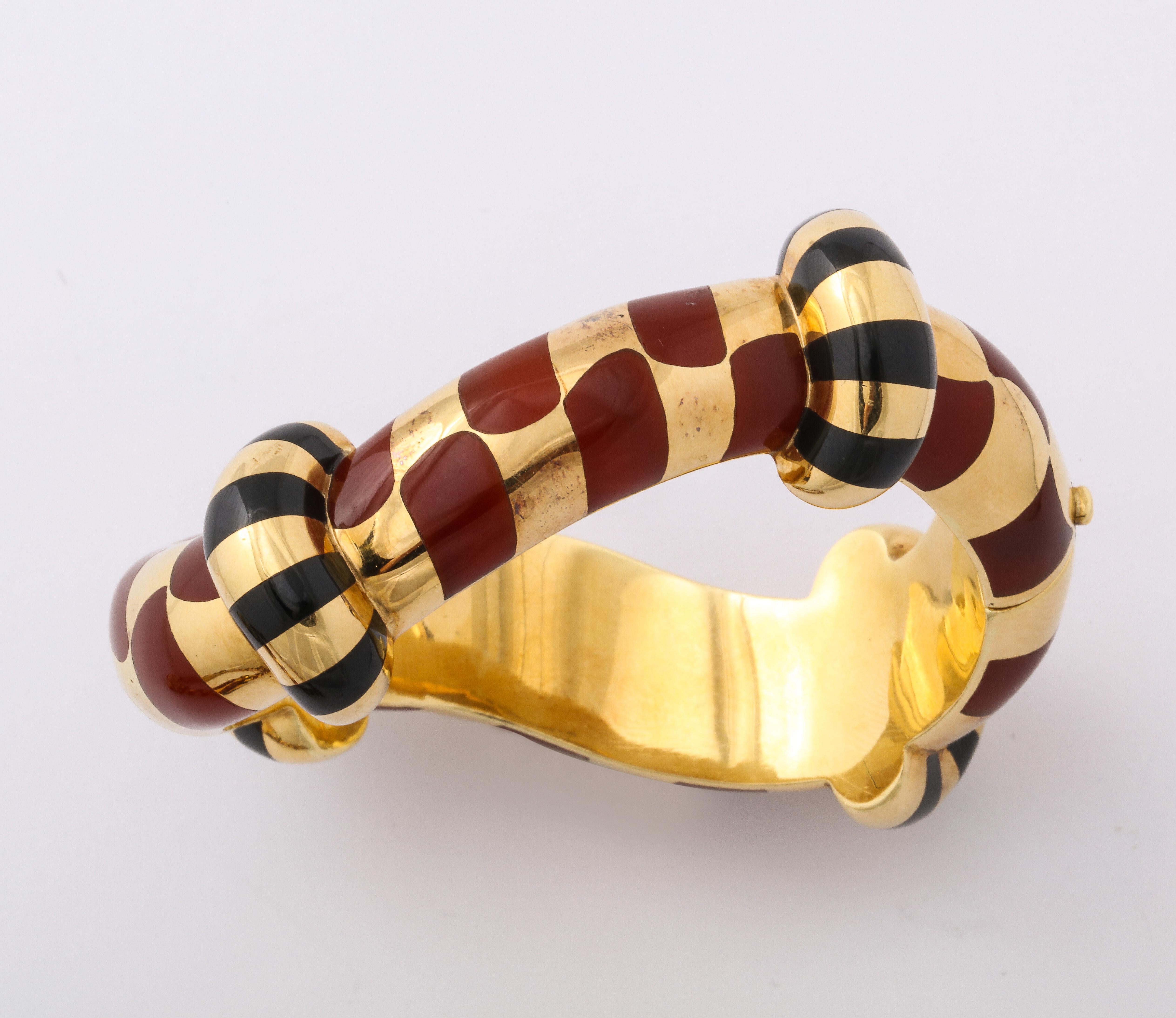 Angela Cummings Black Onyx Carnelian Yellow Gold Choker Bracelet Earring Set 6