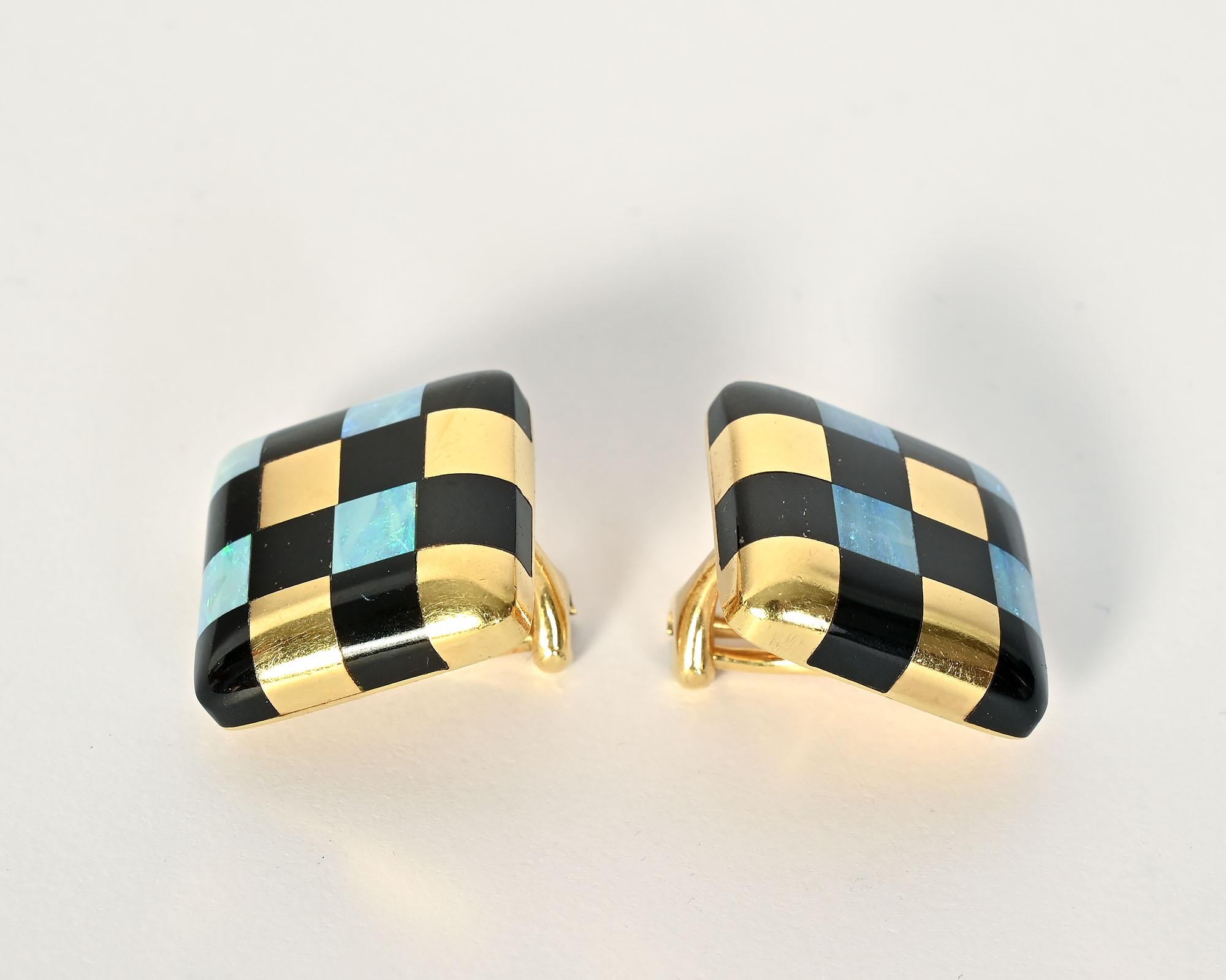 Uncut Angela Cummings Checkerboard Earrings For Sale