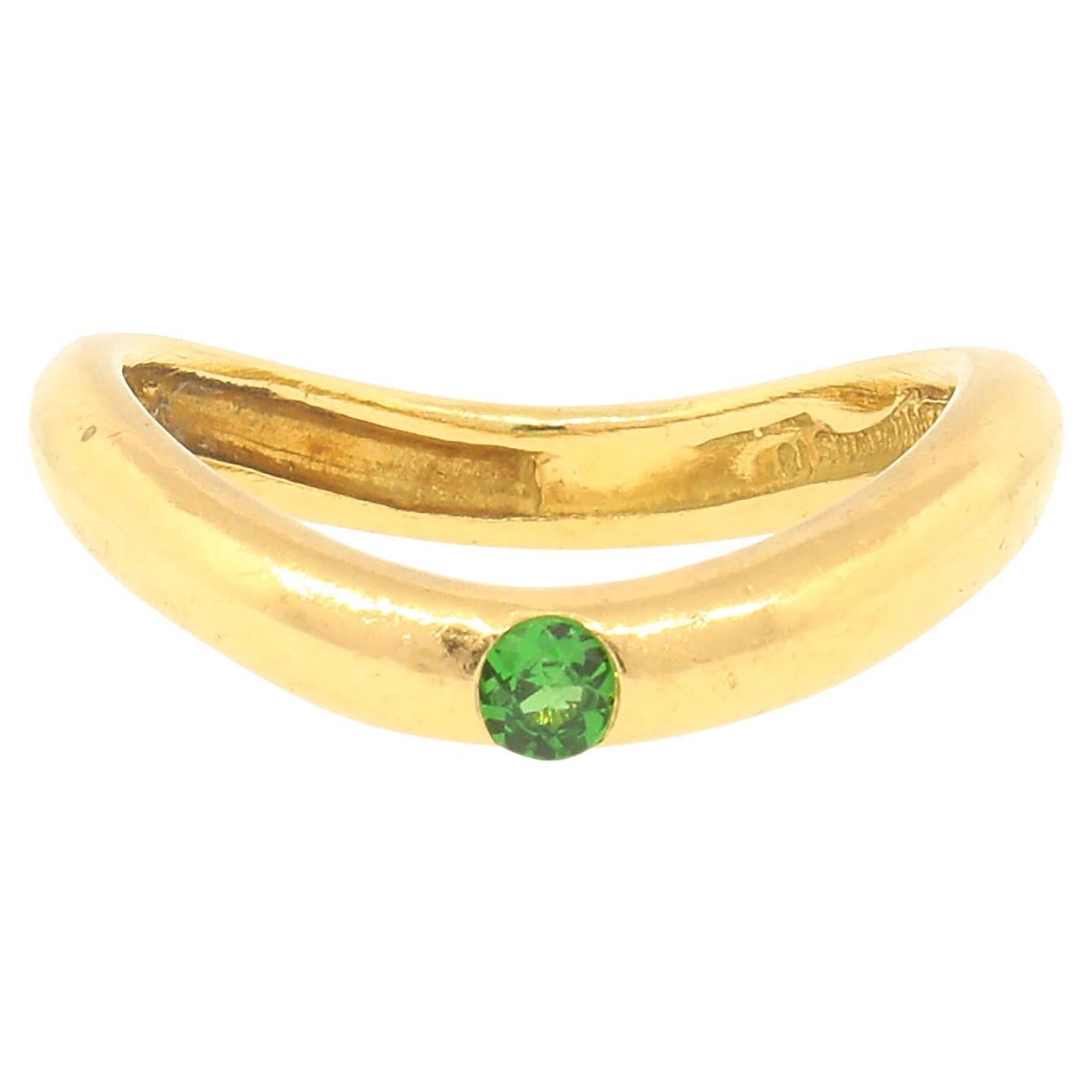 Angela Cummings Chrome Diopside Gold Curved Ring For Sale