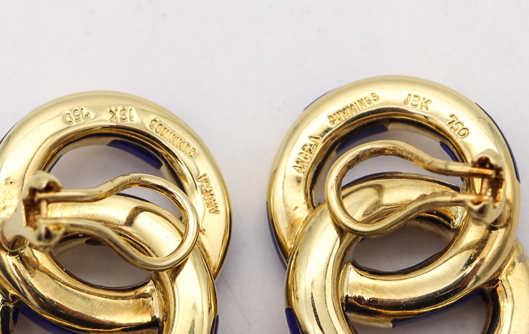 Cabochon Angela Cummings Circled Geometric Clips On Earrings In 18Kt Gold With Lapis