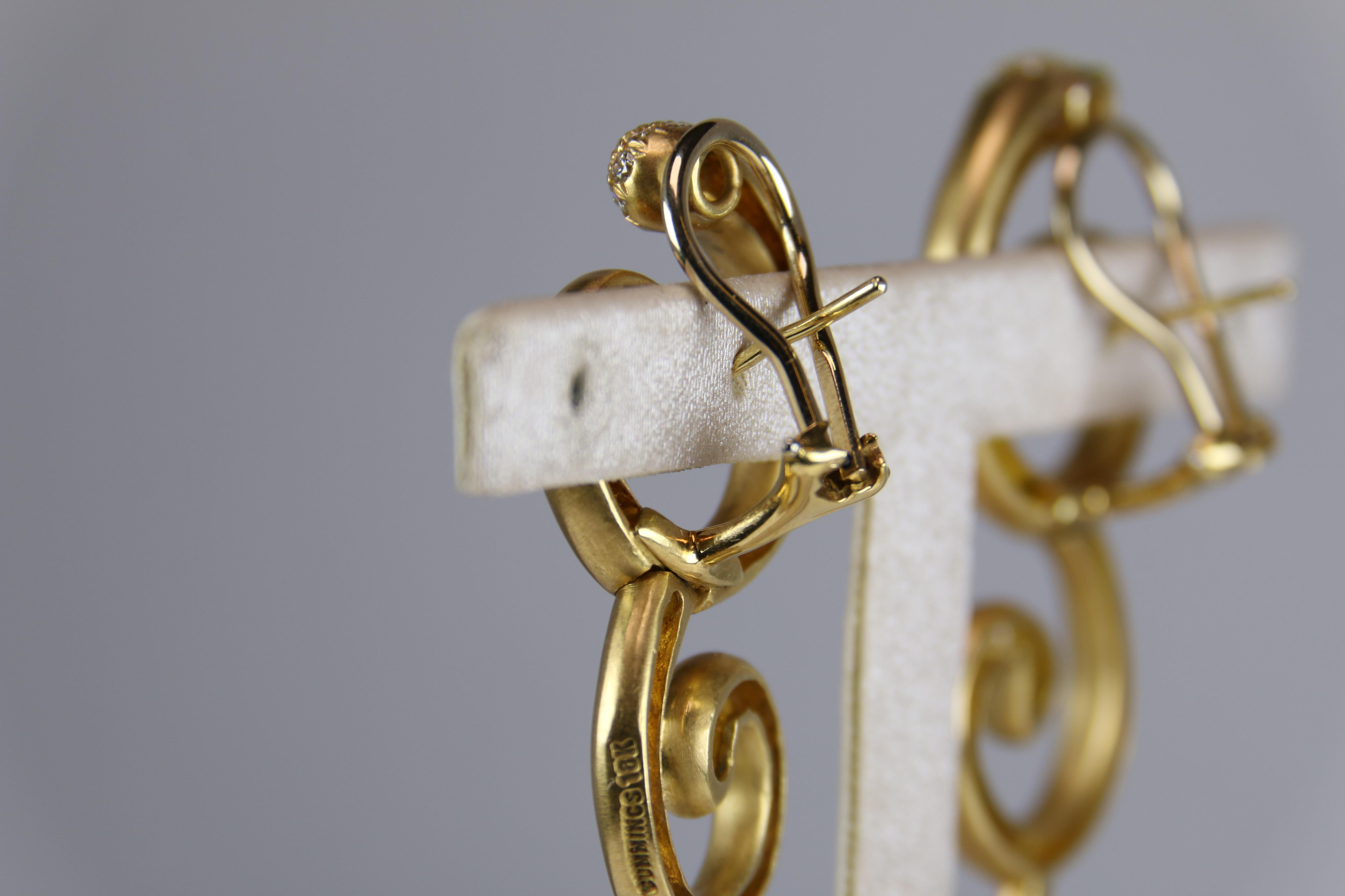 Modern Angela Cummings Curvy Gold and Diamond Earrings