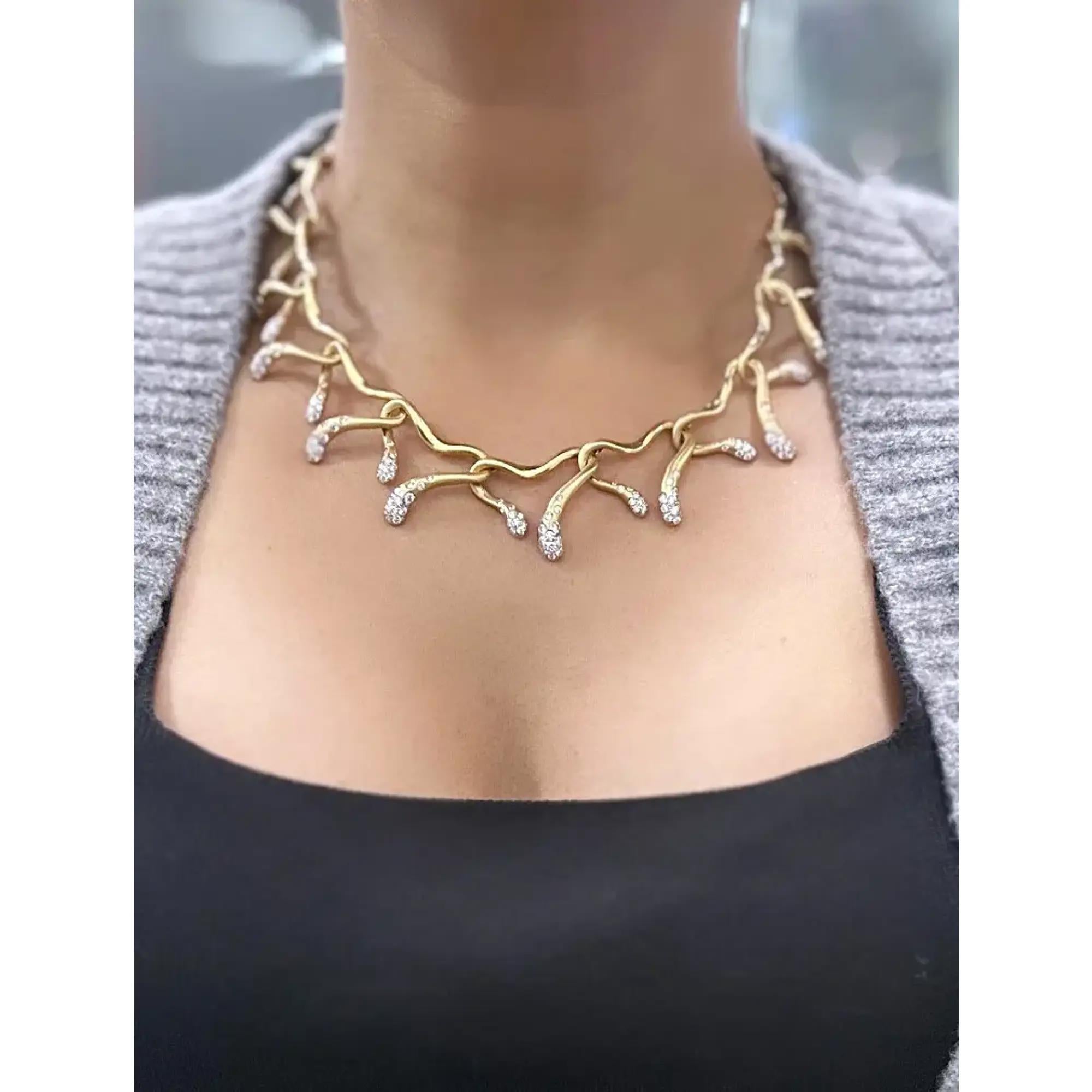 Taglio rotondo Angela Cummings - Collana con diamanti Assael a maglie aperte in oro giallo 18 carati 9,73 ct. in vendita