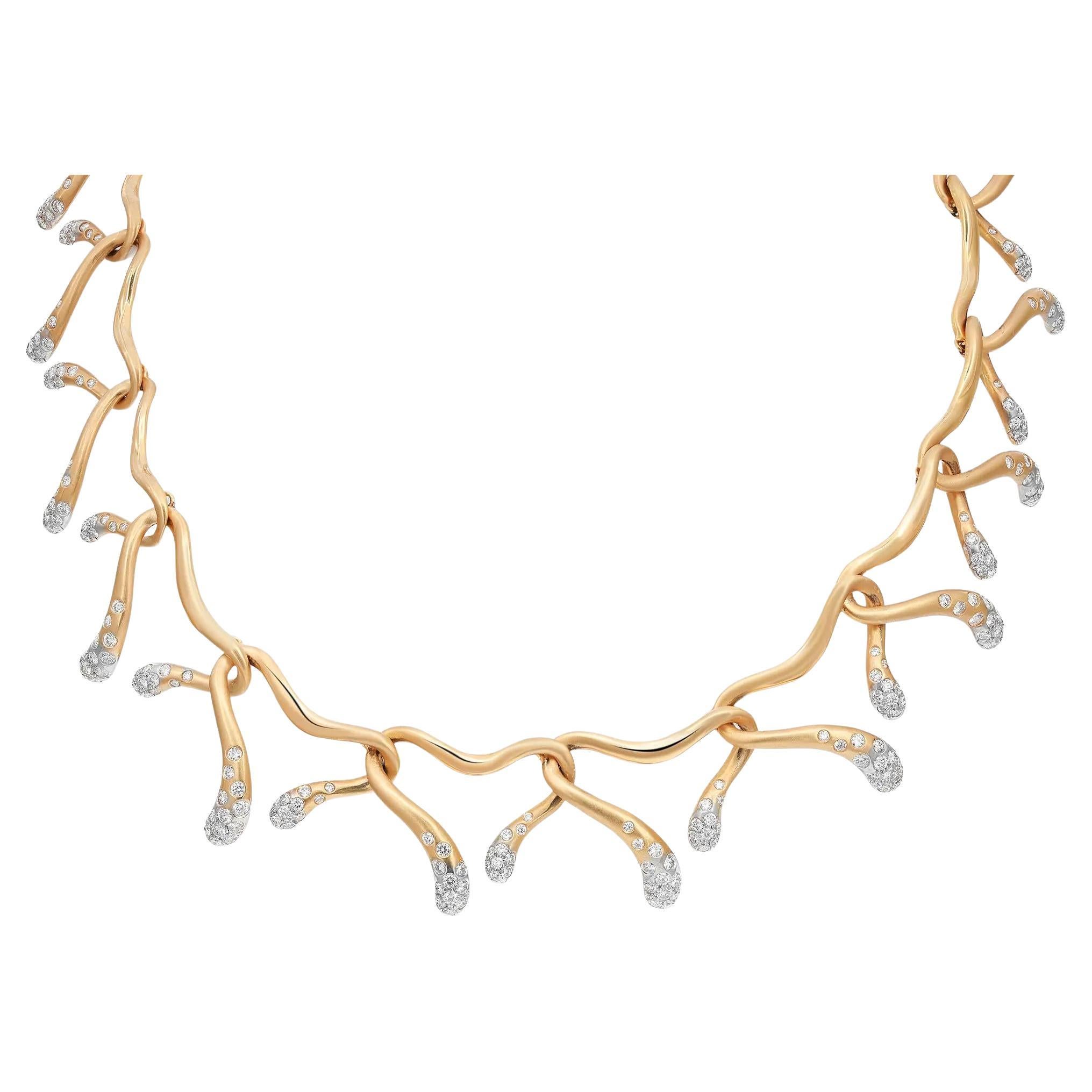 Angela Cummings Diamond Assael Open Link Necklace 18K Yellow Gold 9.73Cttw