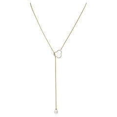 Angela Cummings Diamond Pearl 18 Karat Two-Tone Gold Vintage Lariat Necklace