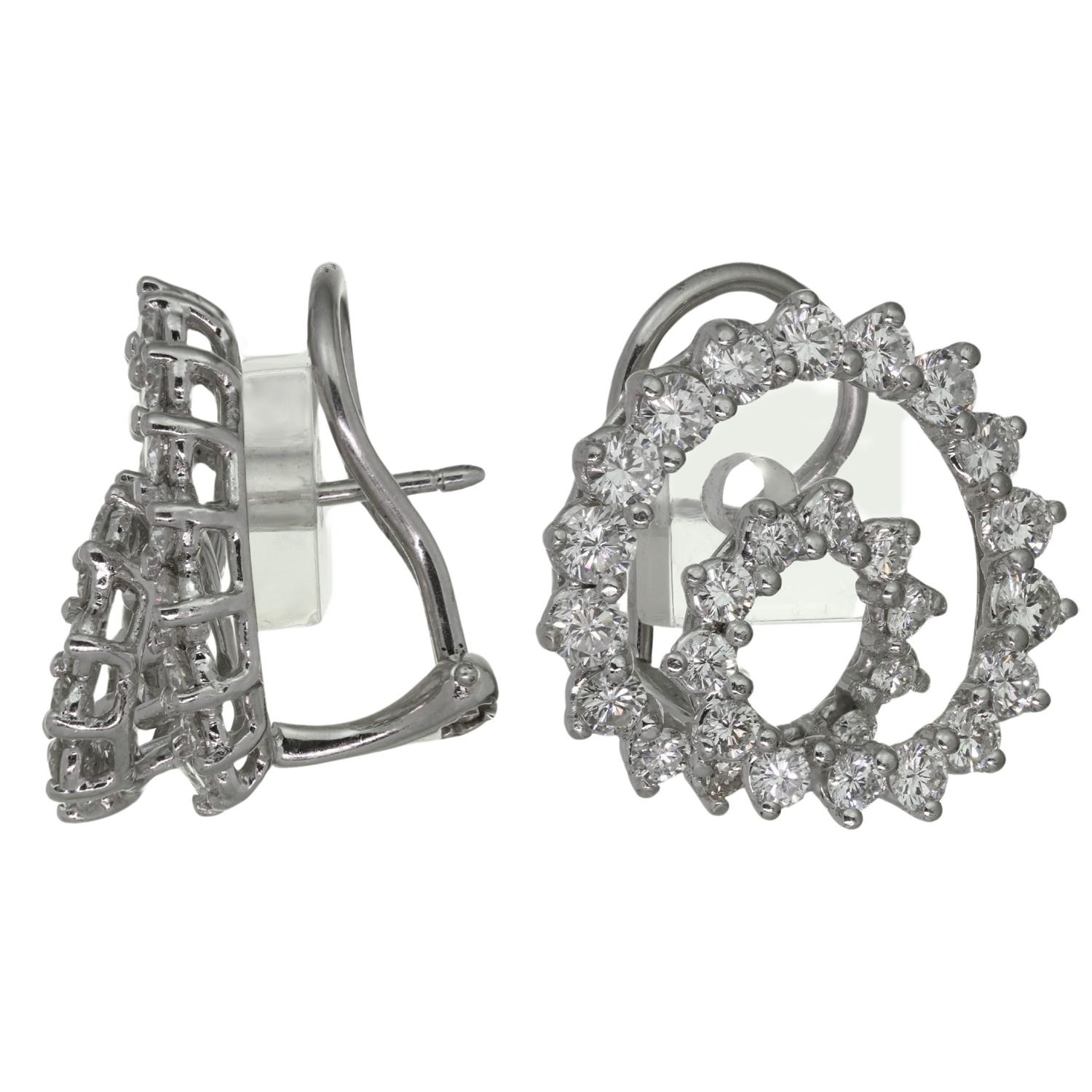 ANGELA CUMMINGS Diamant Platin Runde Spiral Große Ohrringe im Zustand „Hervorragend“ im Angebot in New York, NY
