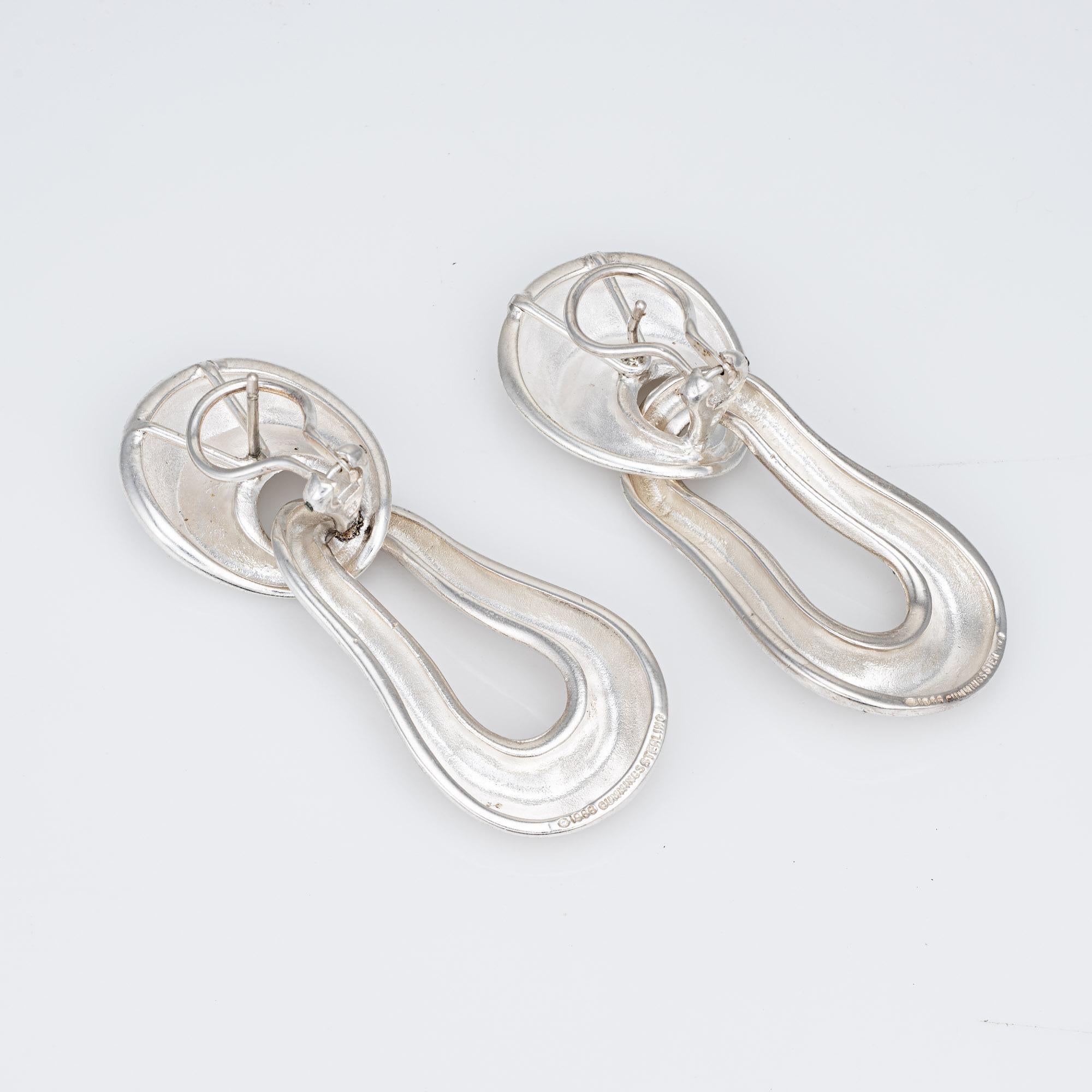 Finely detailed pair of vintage Angela Cummings earrings (circa 1988) crafted in sterling silver. 

The stylish earrings are crafted in sterling silver. With a light satin finish the 2