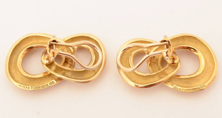 Modern Angela Cummings Double Loop Gold Earrings For Sale