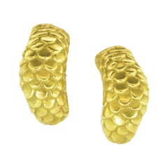 Pendientes Angela Cummings, Medio aro clásico de oro amarillo macizo de 18 quilates, 1986.