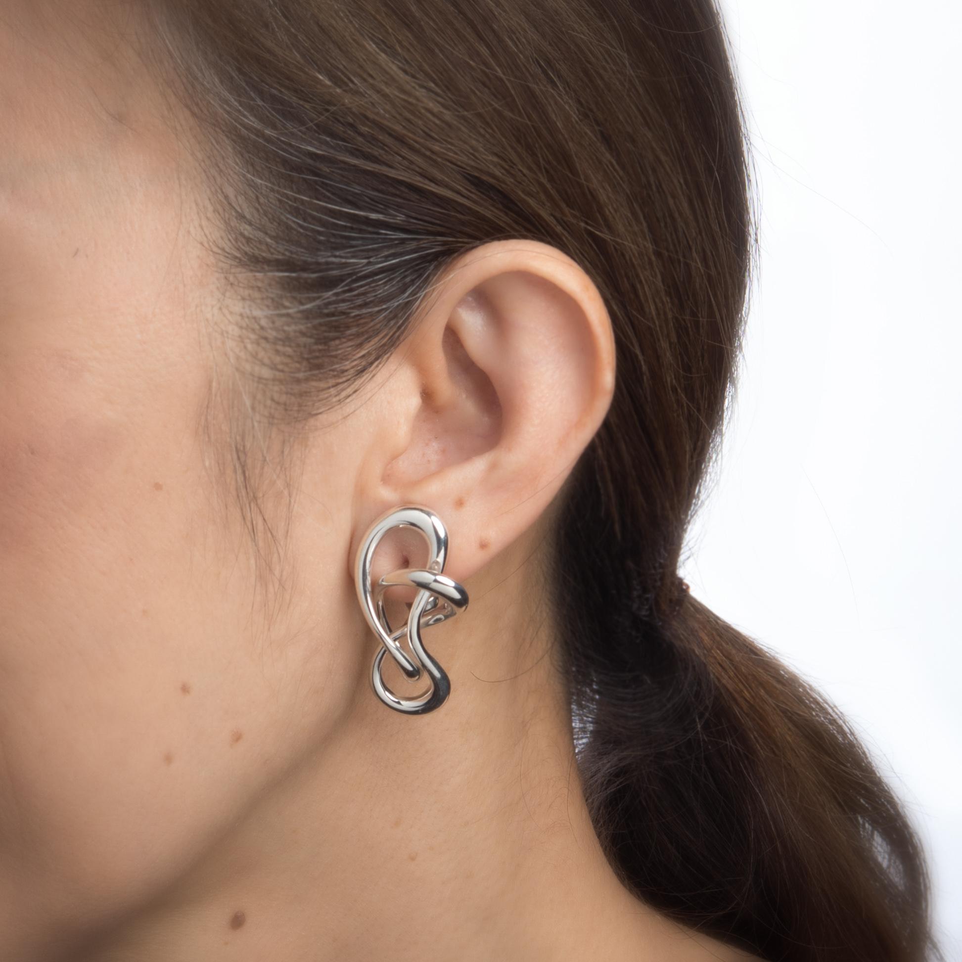 Modern Angela Cummings Earrings Vintage Scribble Sterling Silver Jewelry Twist