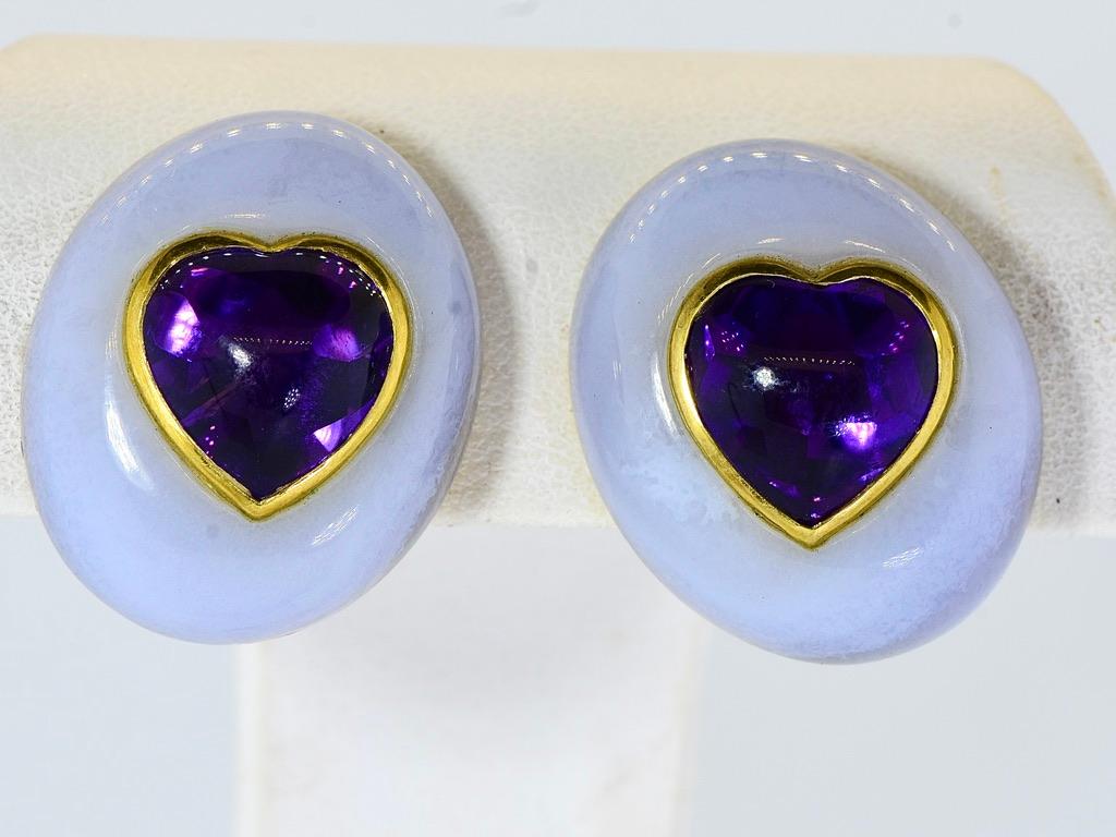 Angela Cummings Ohrringe aus 18 Karat herzförmigen Amethysten in der Mitte in Herzform 11