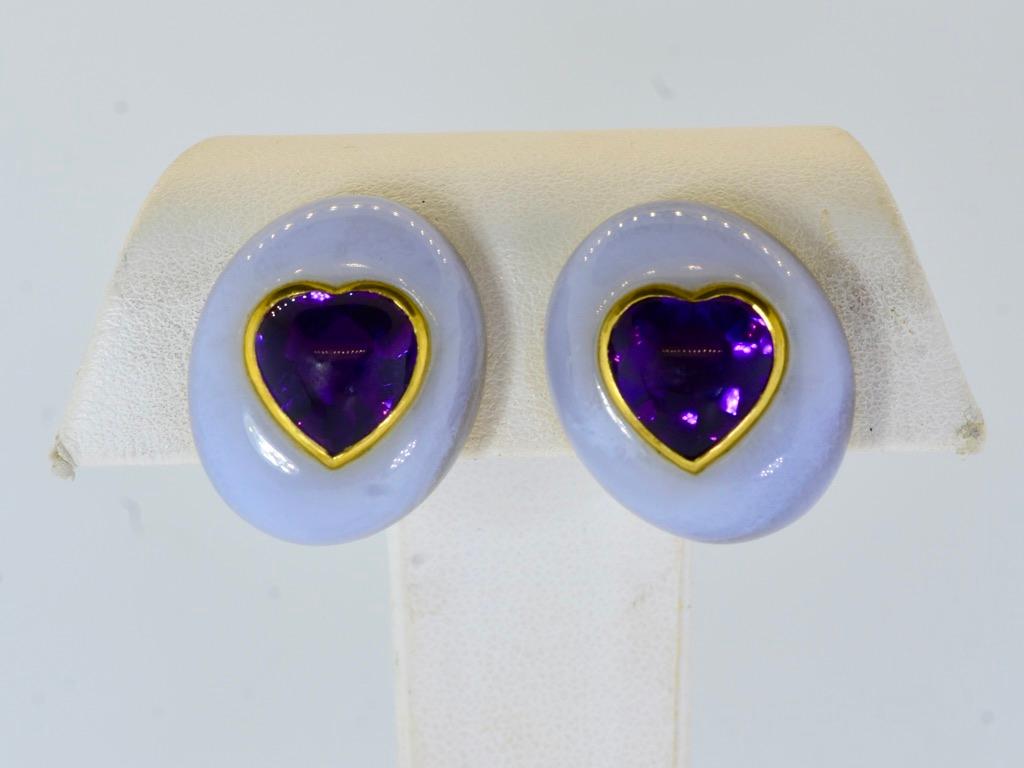 Angela Cummings Ohrringe aus 18 Karat herzförmigen Amethysten in der Mitte in Herzform 12