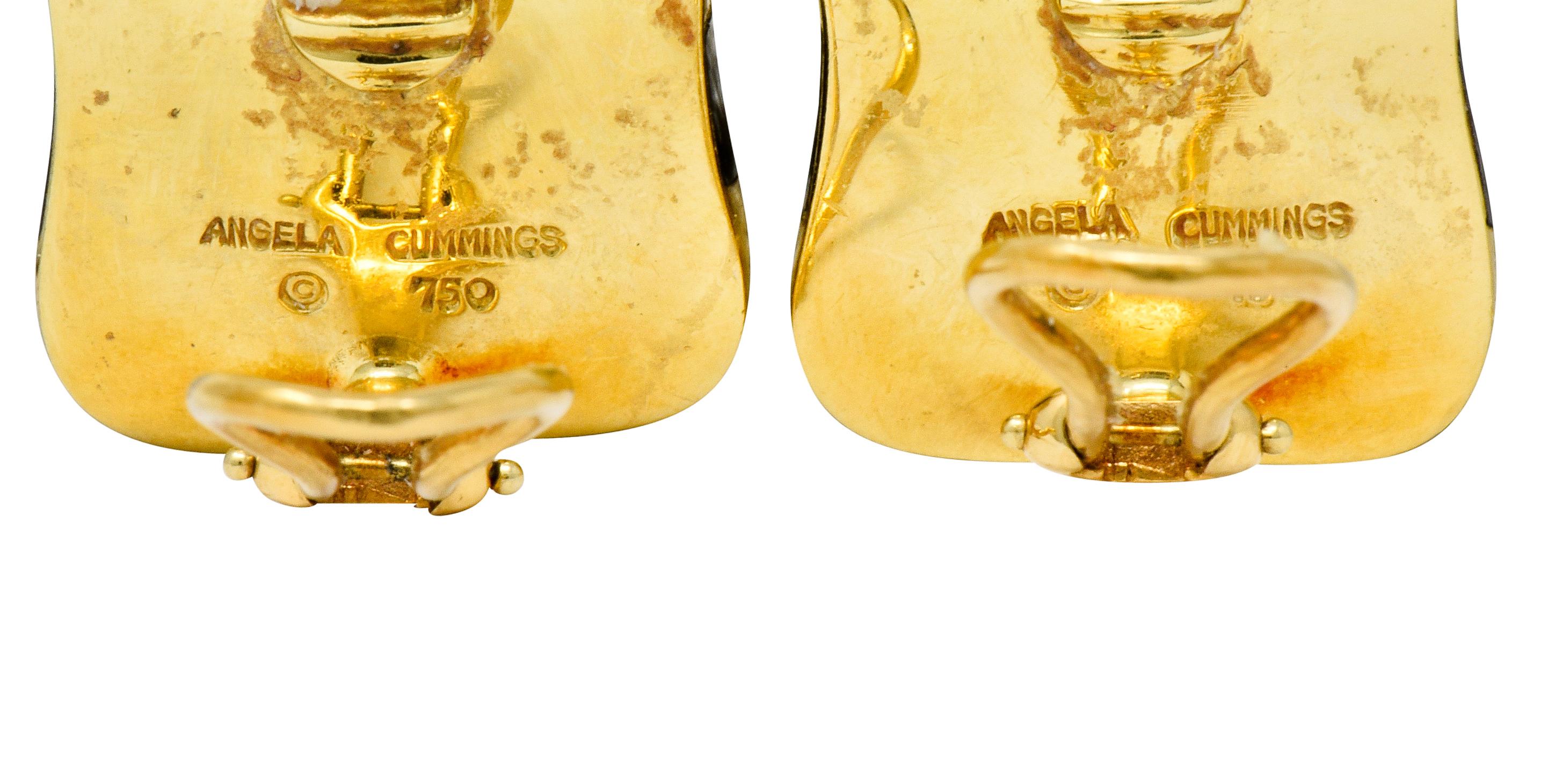 Angela Cummings Enamel 18 Karat Gold Checkerboard Ear-Clip Earrings 1