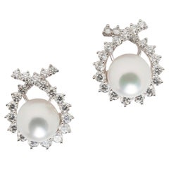 Angela Cummings for Assael Criss Cross Pearl Diamond Ear Clips