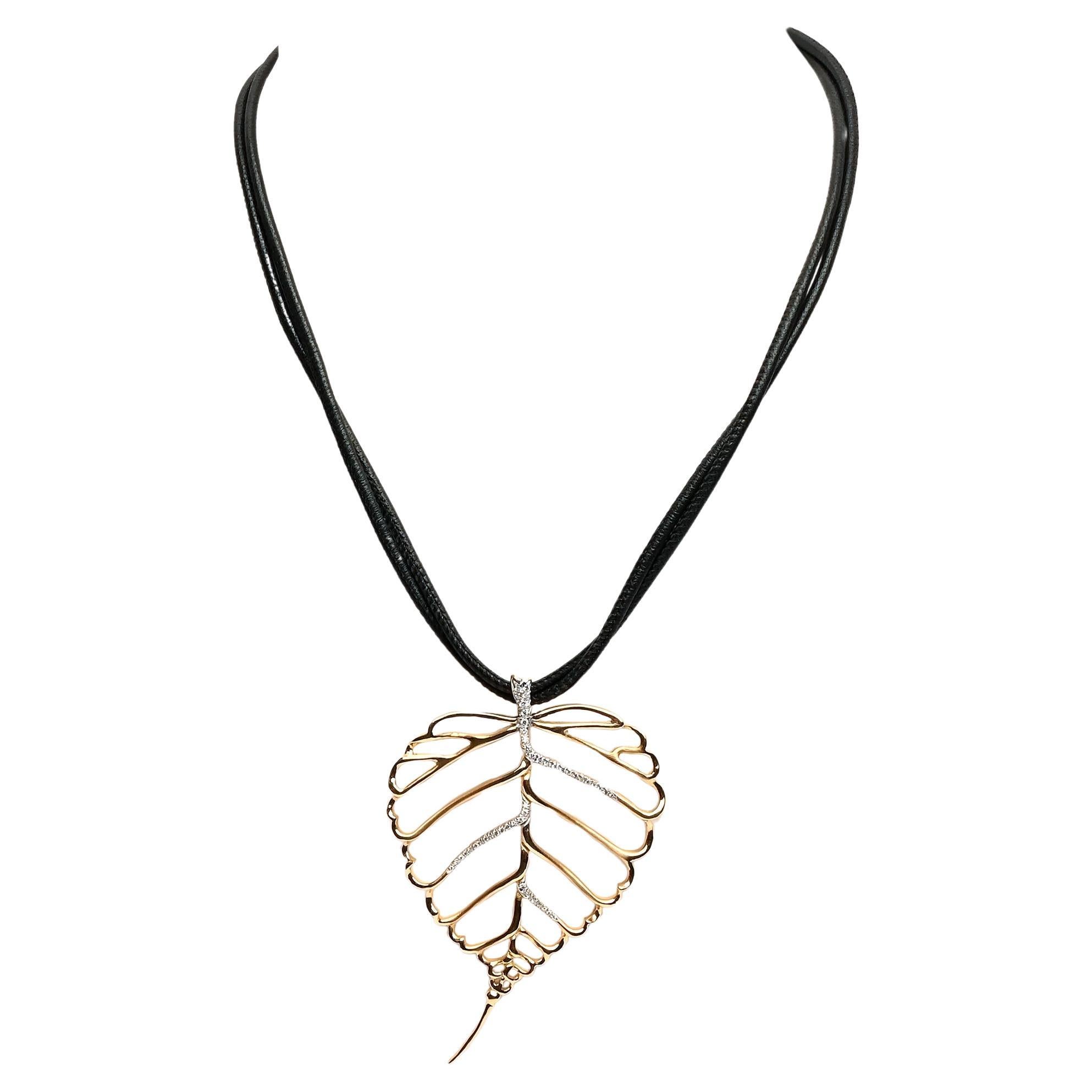 Angela Cummings for Assael Diamond Leaf Pendant Necklace For Sale