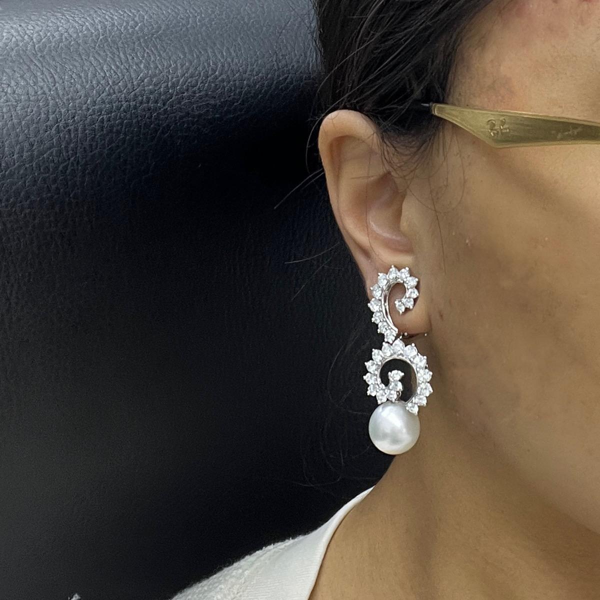 Angela Cummings for Assael Diamond Pearl Drop Ear Clips For Sale 2