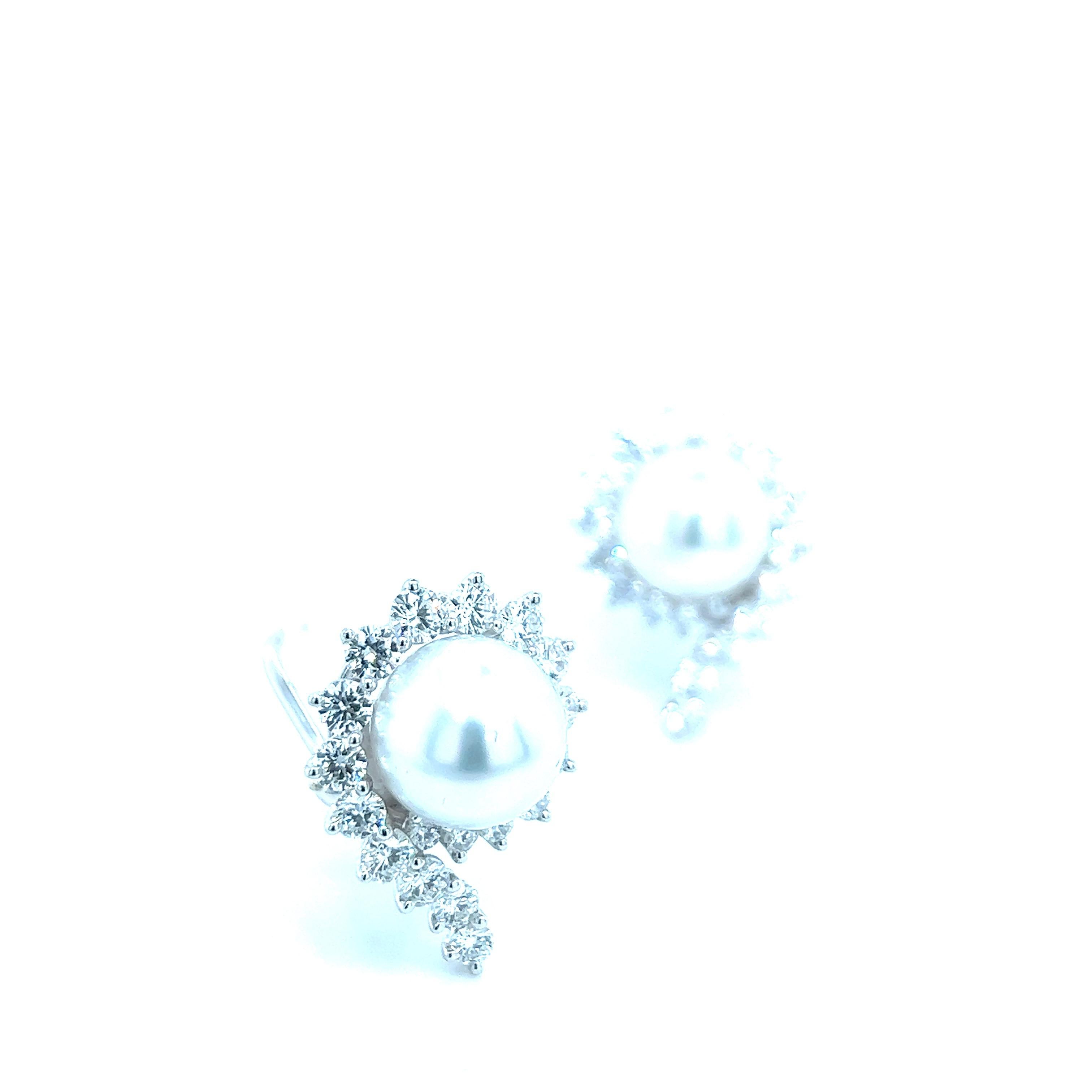 Angela Cummings for Assael Diamond Pearl Earrings In Excellent Condition For Sale In New York, NY
