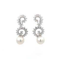 Angela Cummings for Assael Diamond Pearl Platinum/18K Earrings