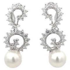 Angela Cummings for Assael Diamond Pearl Platinum/18K Earrings