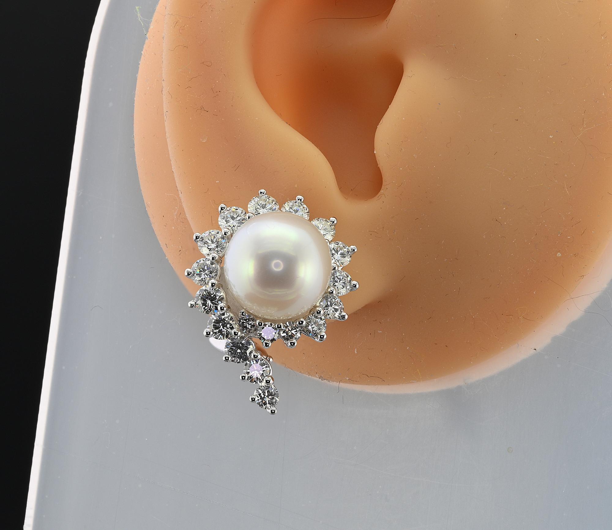 Angela Cummings for Assael Fine Pearl 4.20 Ct Diamond  Earrings For Sale 4