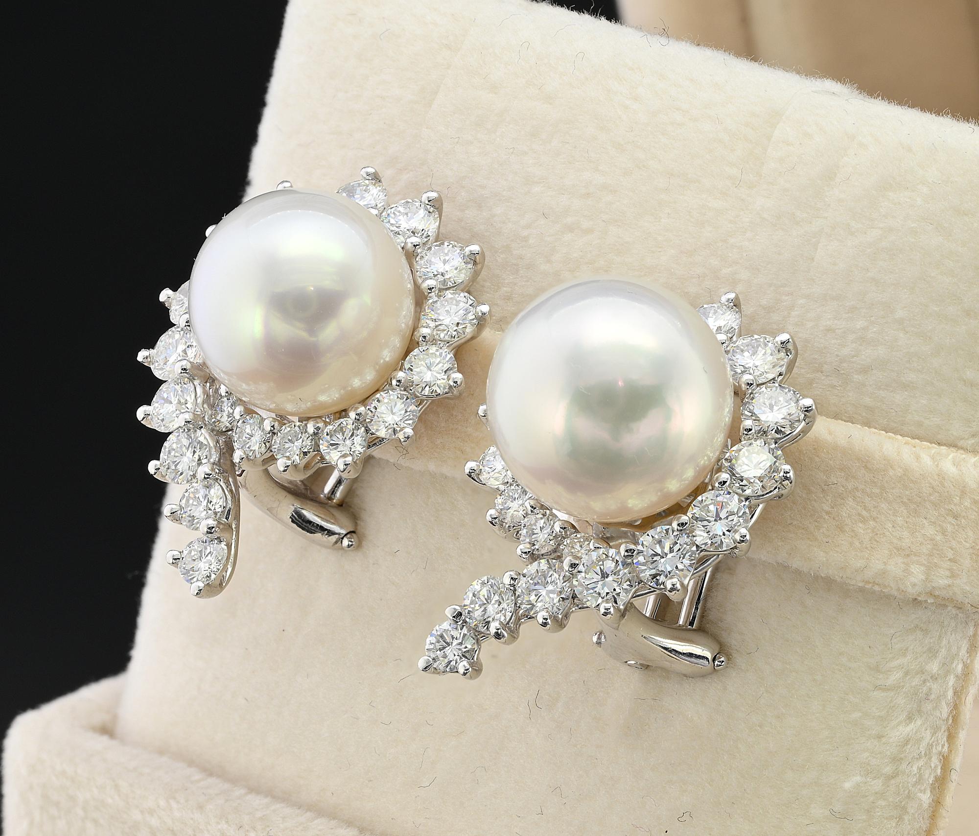Women's Angela Cummings for Assael Fine Pearl 4.20 Ct Diamond  Earrings For Sale