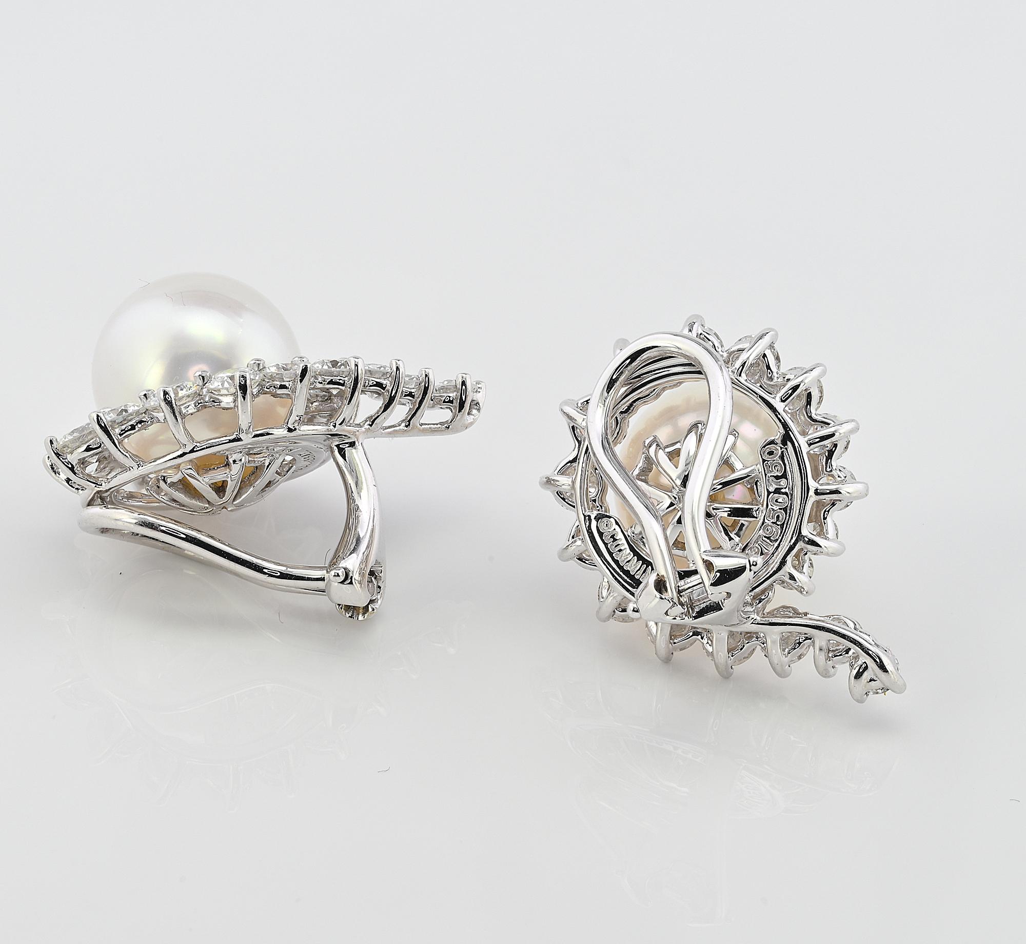 Angela Cummings for Assael Fine Pearl 4.20 Ct Diamond  Earrings For Sale 2