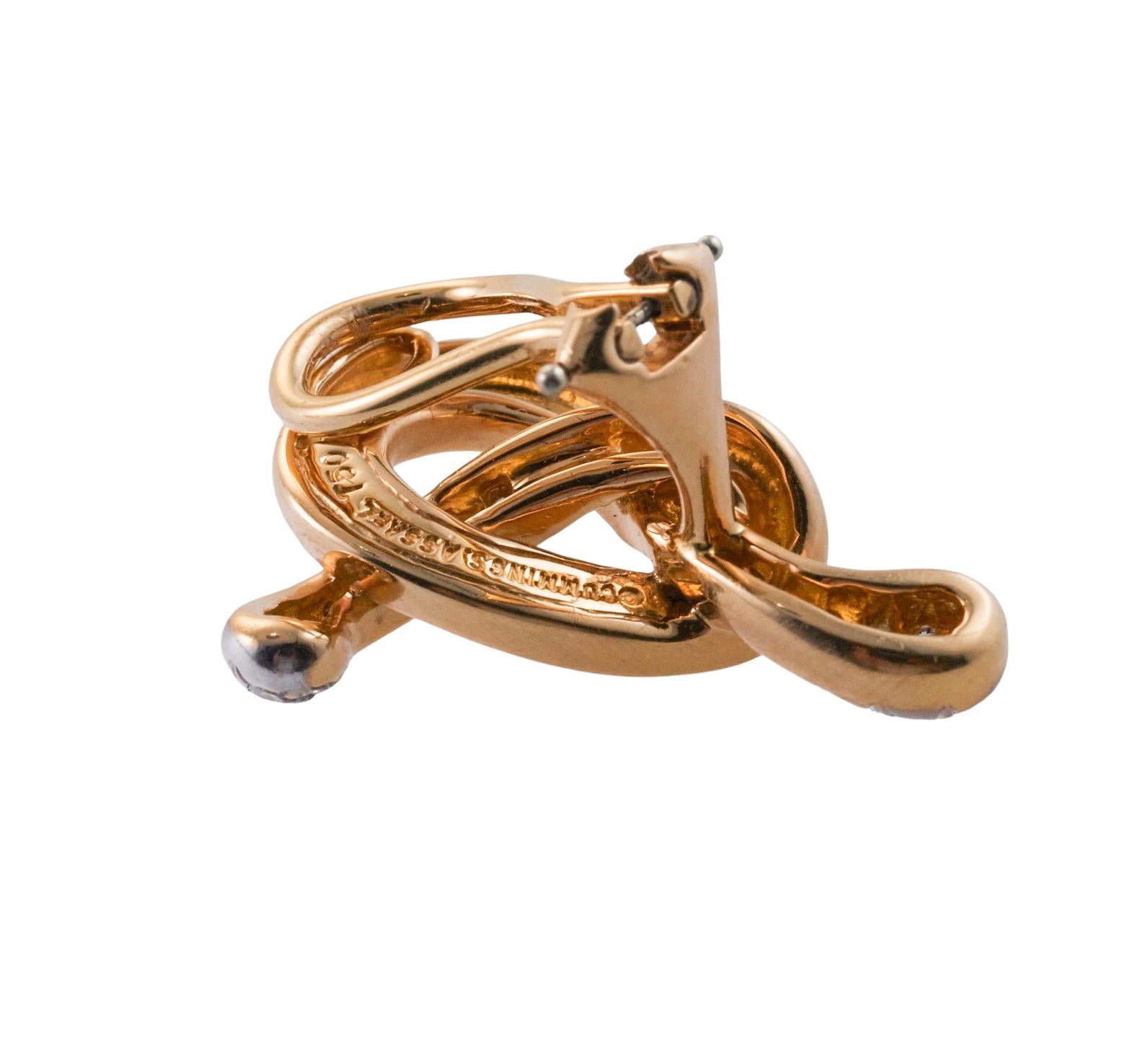 Women's Angela Cummings for Assael Gold Diamond Pretzel Knot Earrings For Sale