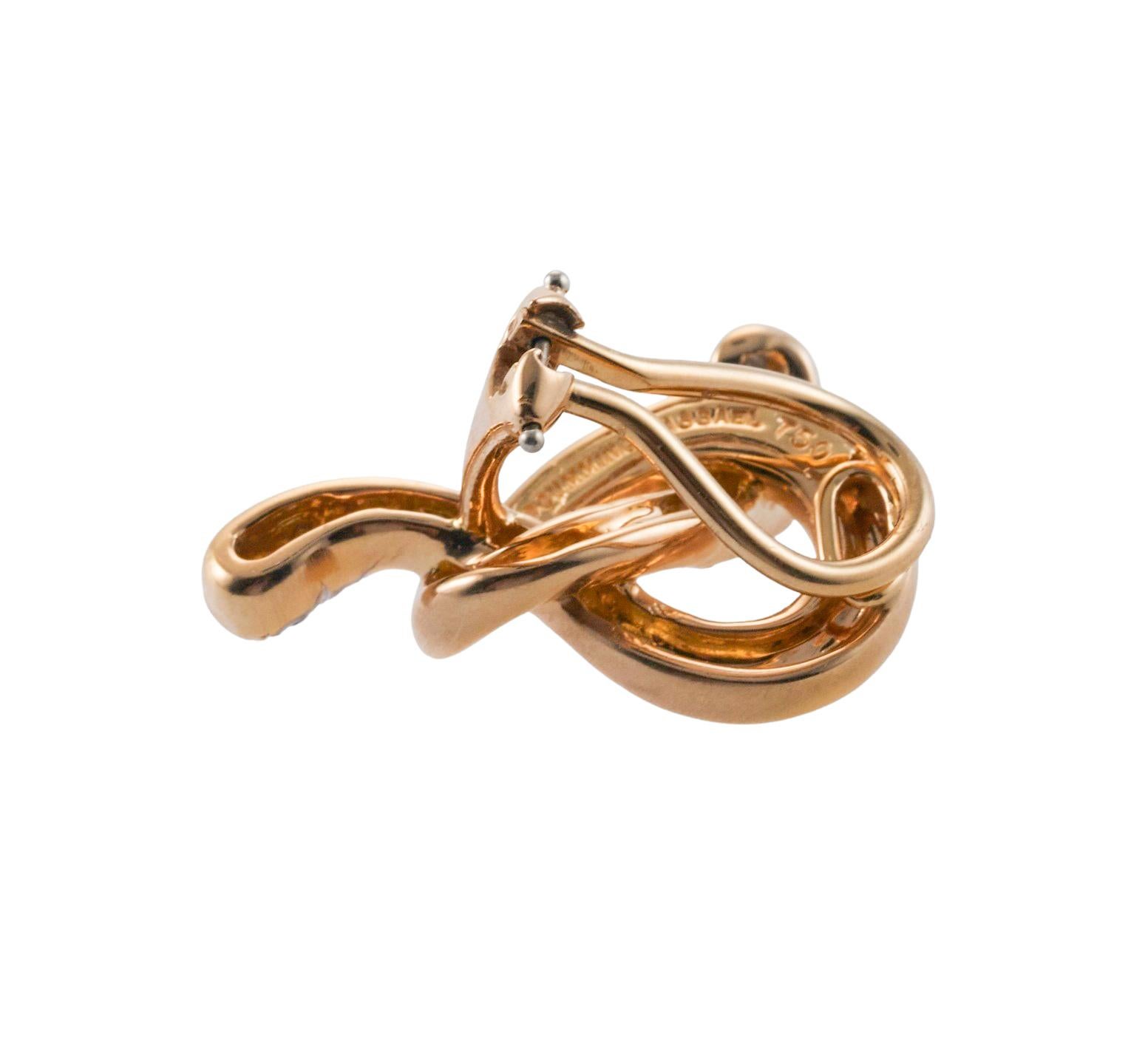 Angela Cummings for Assael Gold Diamond Pretzel Knot Earrings For Sale 1