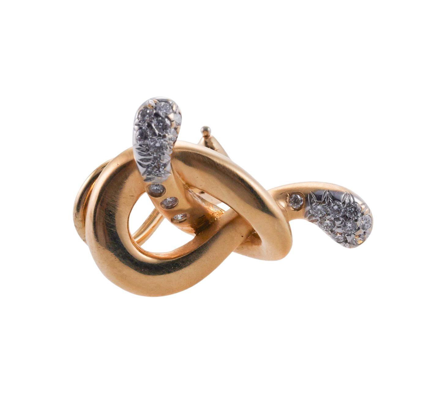 Women's Angela Cummings for Assael Gold Diamond Pretzel Knot Earrings For Sale