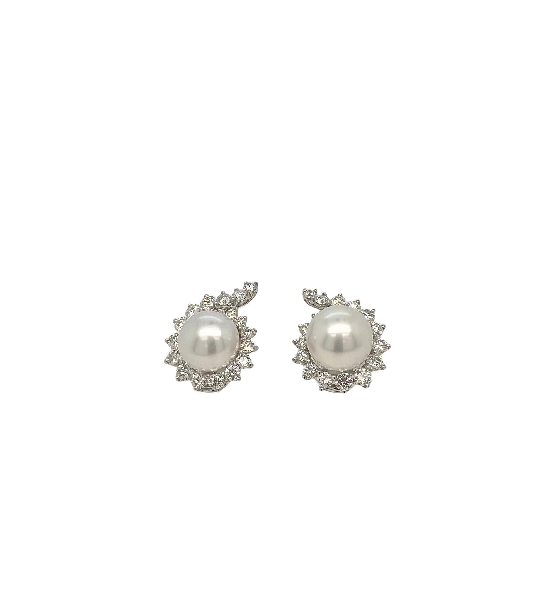 Angela Cummings Para Assael Pendientes de Platino, Perlas Cultivadas y Diamantes en venta 1