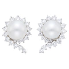 Angela Cummings For Assael Platinum, Cultured Pearl and Diamond Earclips