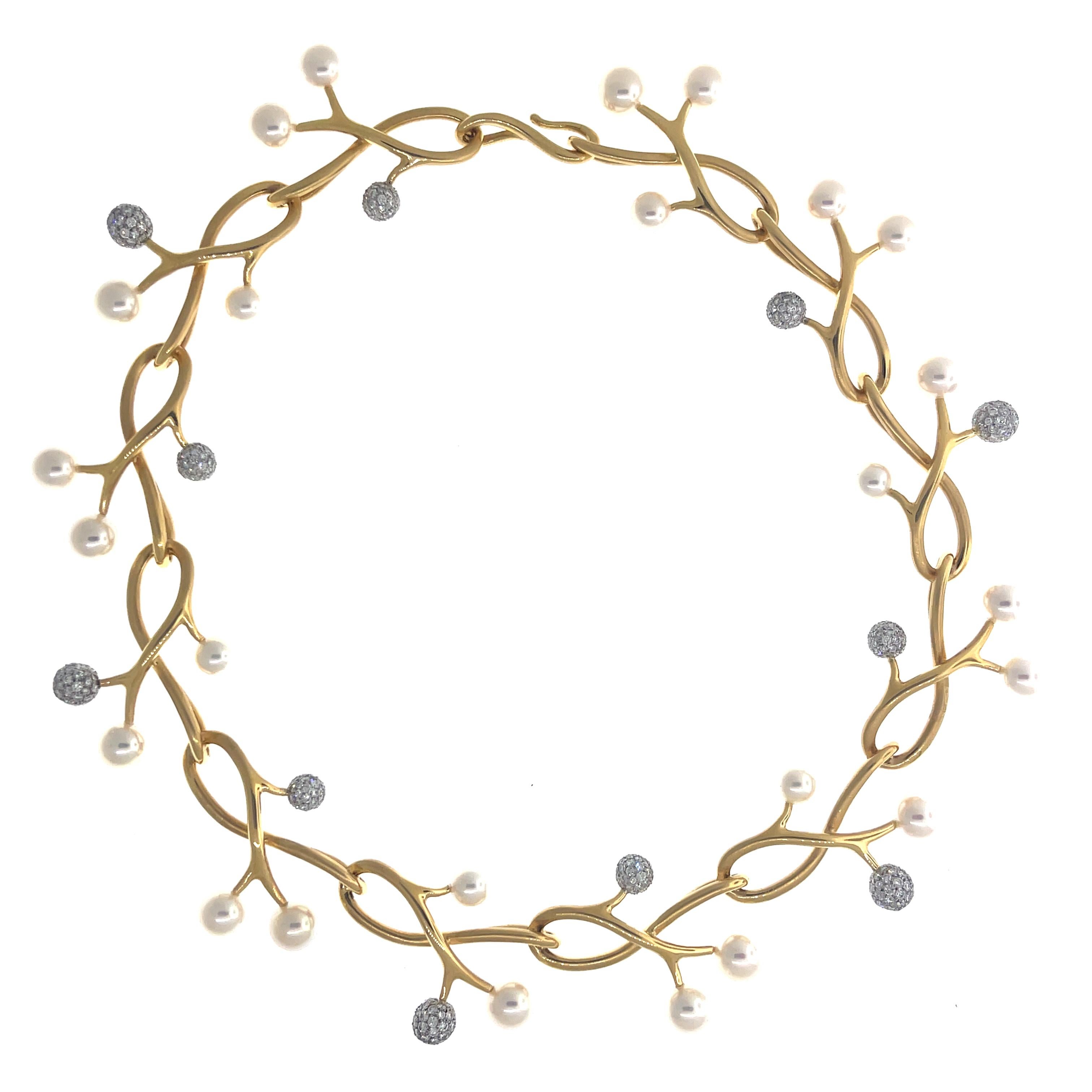 Round Cut Angela Cummings for Assael Pearl and Diamond “Sprig