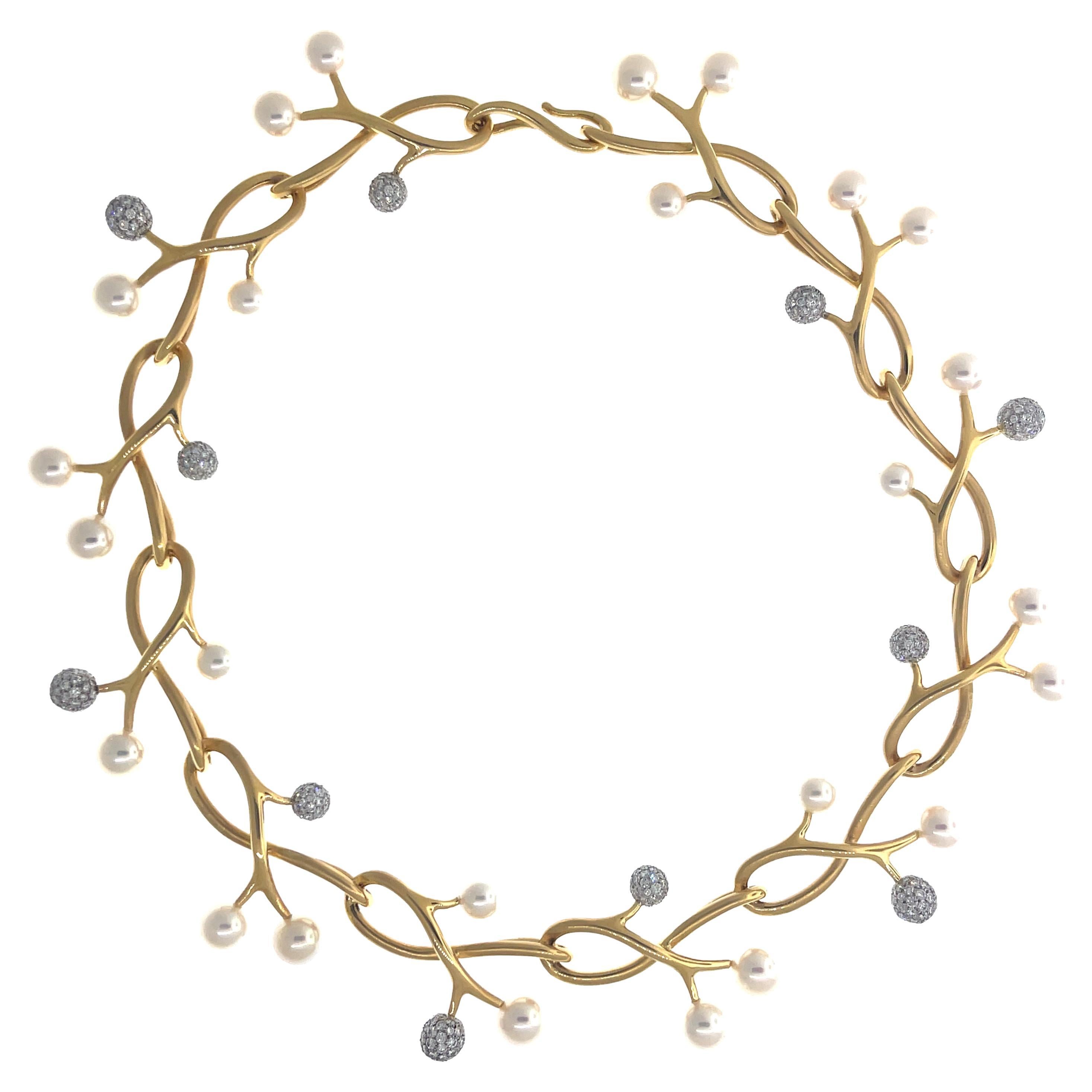 Angela Cummings for Assael Pearl and Diamond “Sprig" Necklace