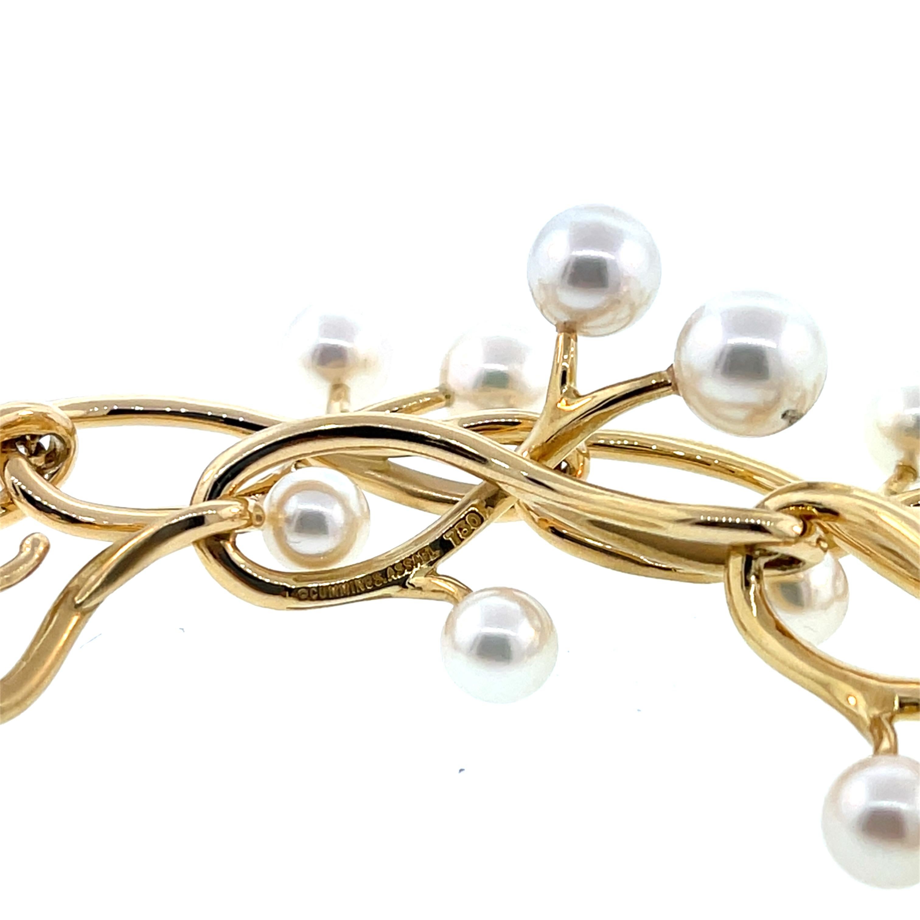 Women's Angela Cummings for Assael Thorn & Sprig Pearl Necklace 18K Yellow Gold For Sale