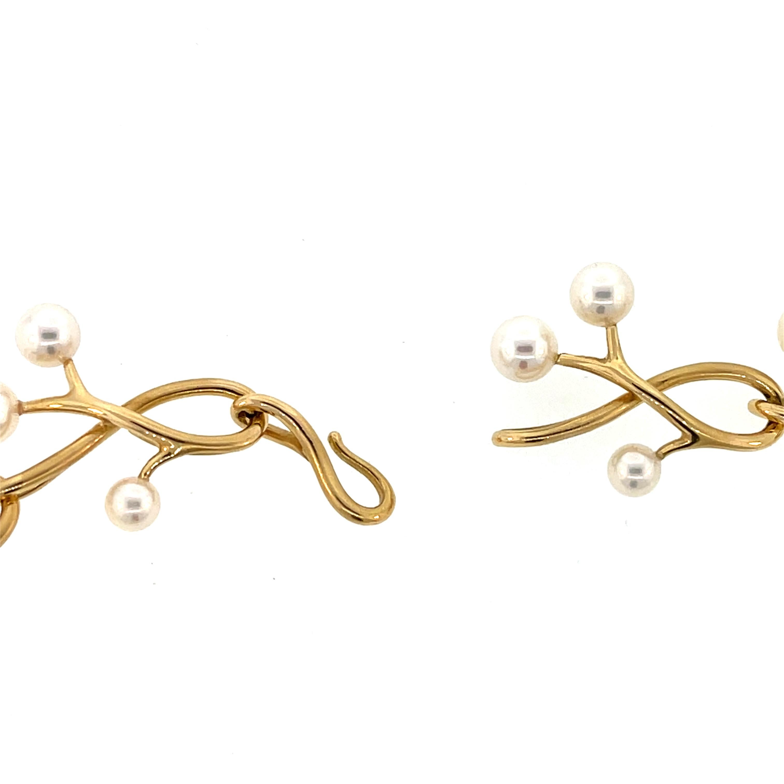 Angela Cummings for Assael Thorn & Sprig Pearl Necklace 18K Yellow Gold For Sale 1