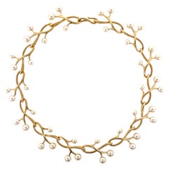 Angela Cummings for Assael Thorn & Sprig Pearl Necklace 18K Yellow Gold