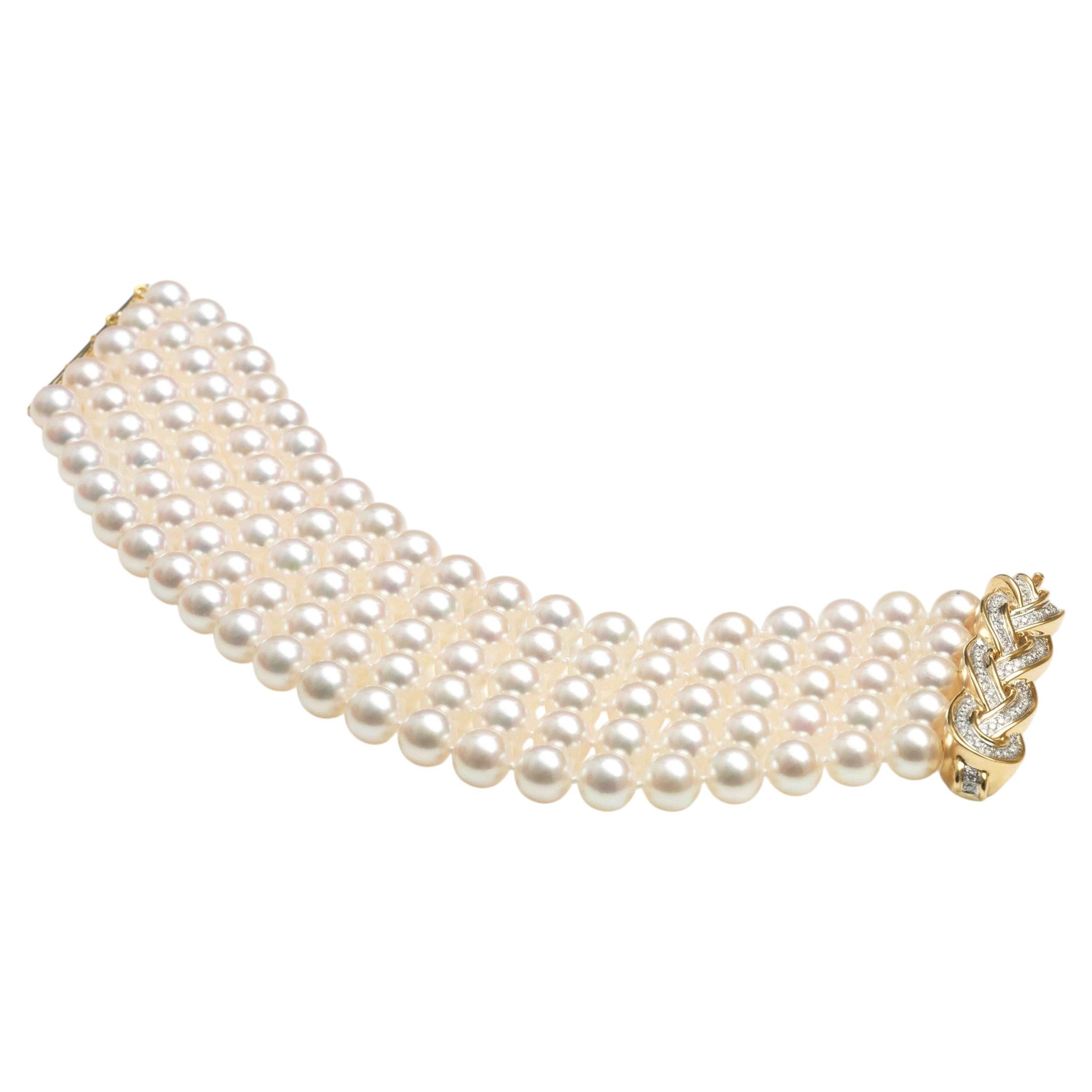Angela Cummings for Assael Vintage 5 Row Akoya Pearl Bracelet, 7.5 - 8mm For Sale
