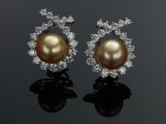Angela Cummings for Assael Vintage Crisscross Golden South Sea Pearl Earrings