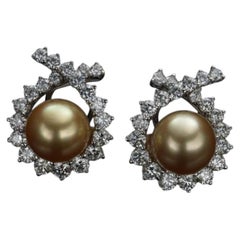 Angela Cummings for Assael Vintage Crisscross Golden South Sea Pearl Earrings