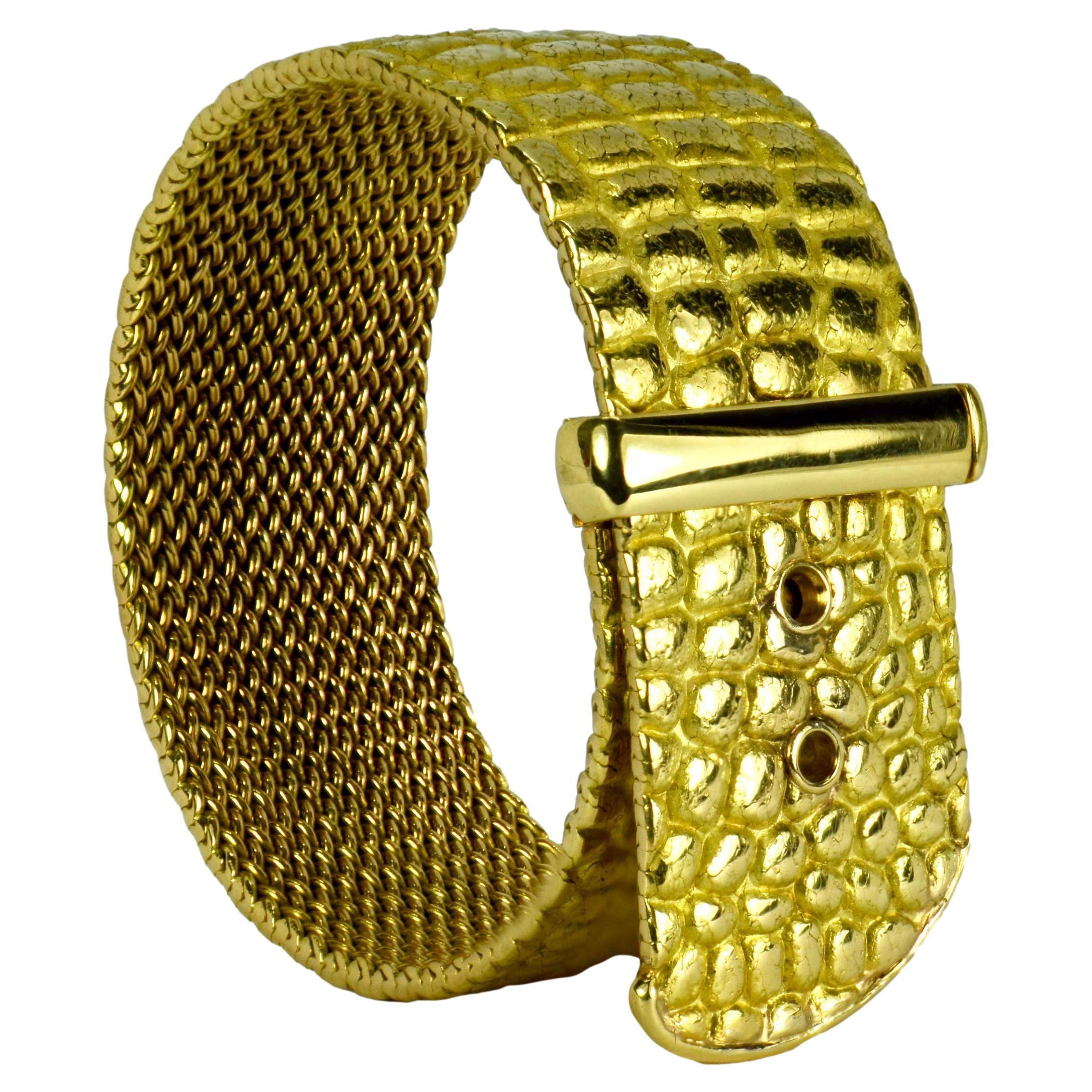 Angela Cummings for Tiffany 18K Yellow Gold ‘Crocodile’ Buckle Bracelet