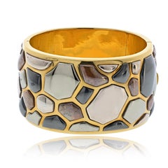 Angela Cummings for Tiffany & Co. 1981 Silver Inlay Bangle, 18K Yellow Gold